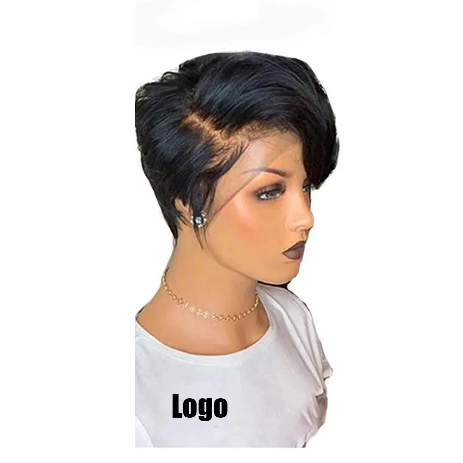 Perruque à dentelle frontale courte et droite