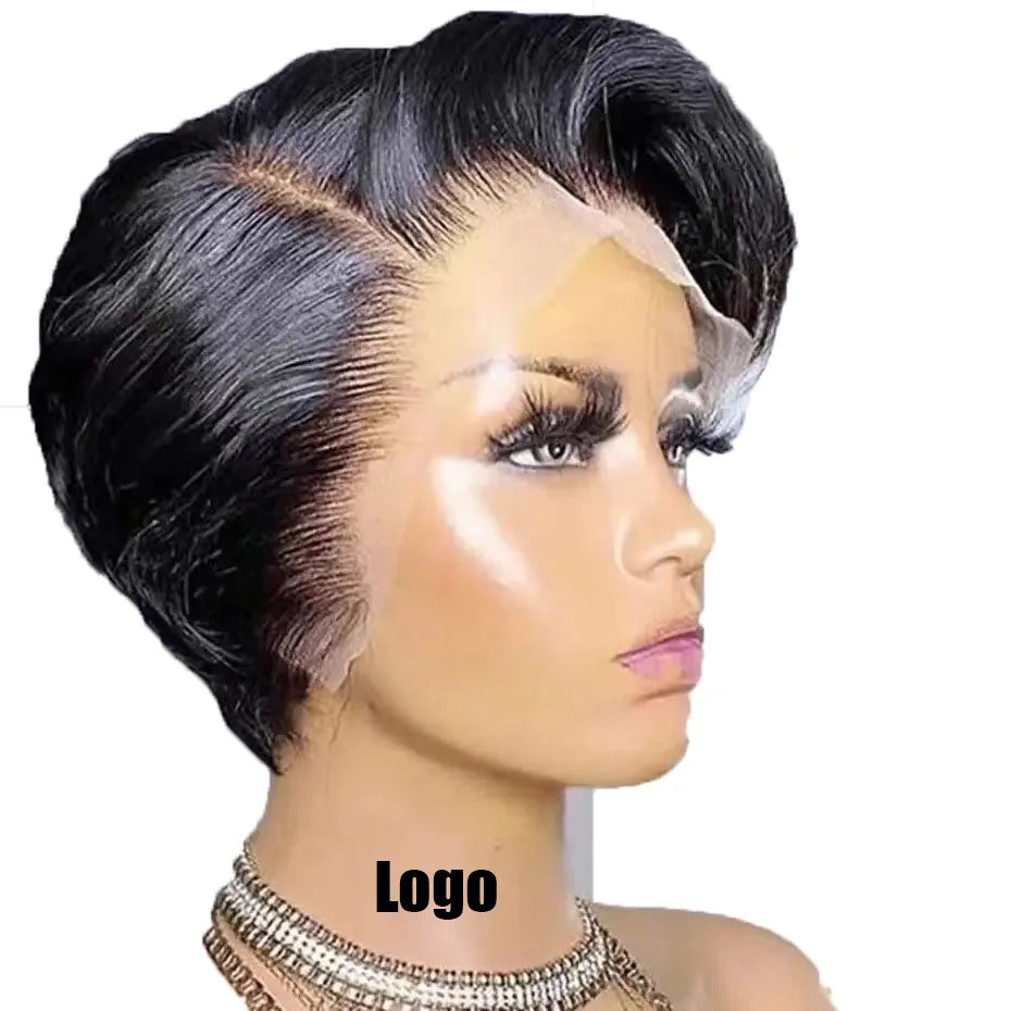 Perruque à dentelle frontale courte et droite