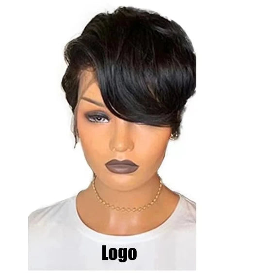 Perruque à dentelle frontale courte et droite