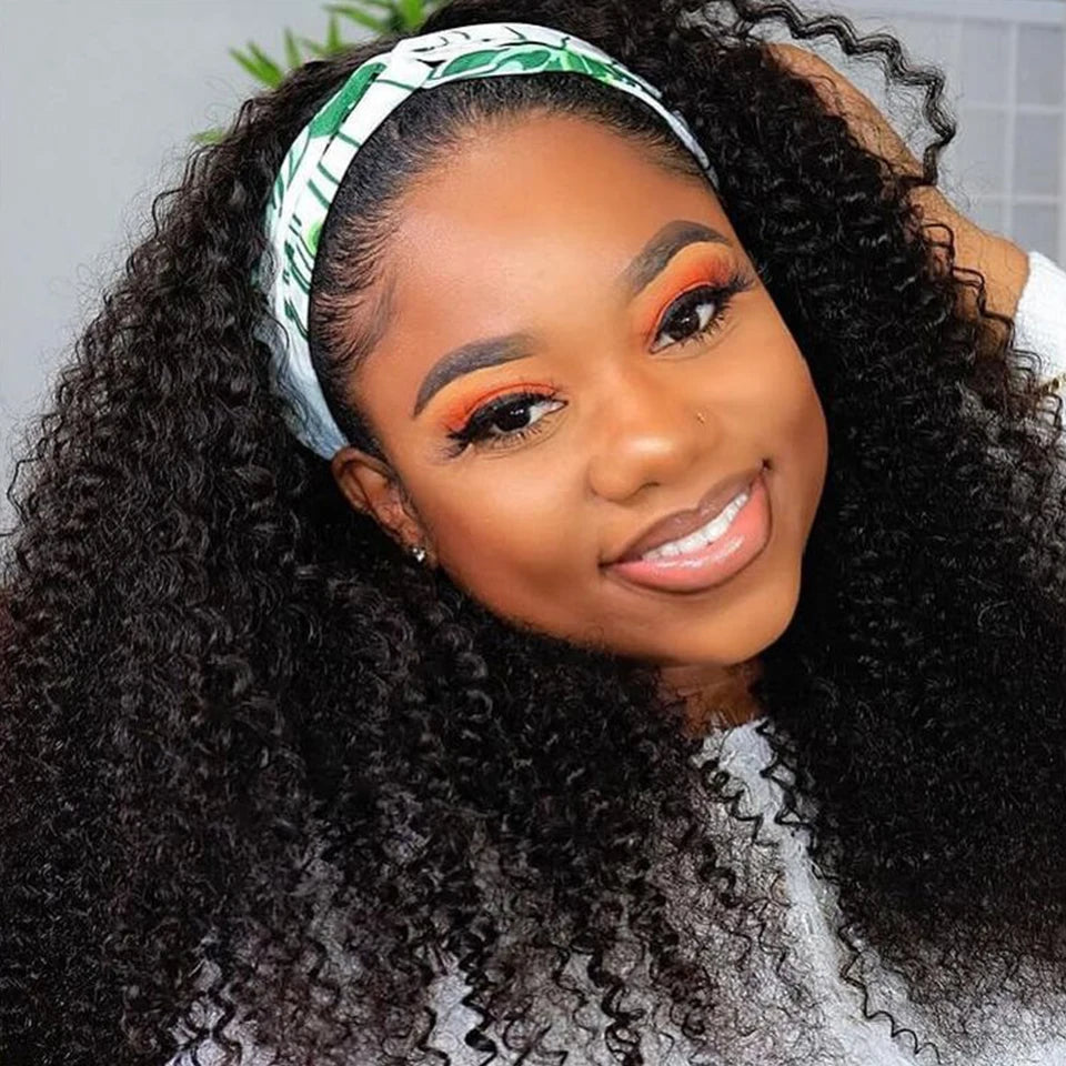 Perruque à bandeau en cheveux naturels indiens bouclés et crépus
