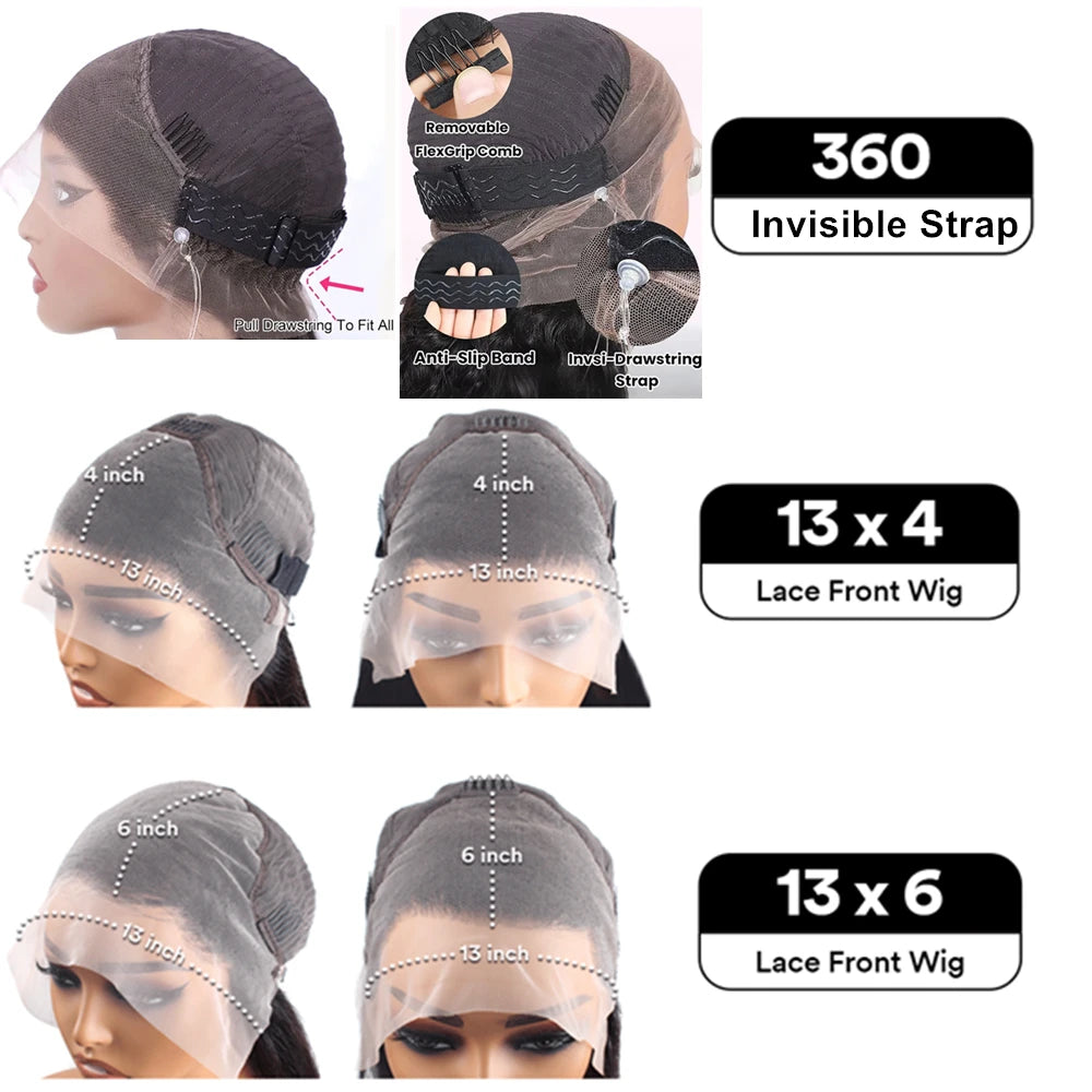 Perruque bouclée avec mèches HD en cheveux naturels